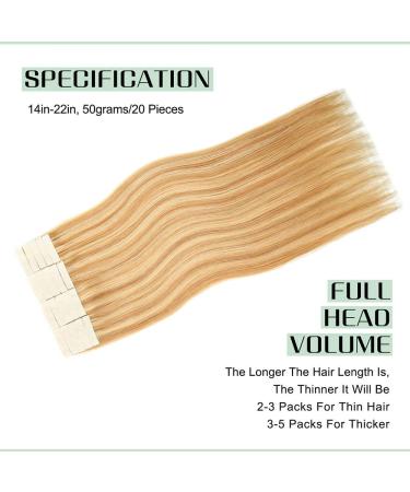 Buy 20PCs Tape-In Hair Extensions #12P613 - Golden Brown & Blonde Piano Color - 50g Set | International Shipping Available - Buy Online on GoSupps.com
