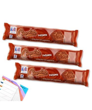 Hill Biscuits Chocolate Flavour Cream Sandwich Crunchy Biscuits 150g Pack of 3 - Tea Time Treat Lunchbox Filler Office Snack Party Favour Snack Dessert Companion | Included Jaspem Shopping List - Buy Online on GoSupps.com