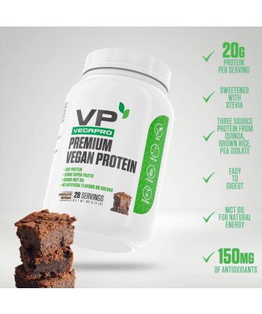 VegaPro Vegan Protein Powder - #1 Plant-Based Protein with 20g | Super Fruits Easy Digestion No Artificial Flavors - Chocolate Brownie (28 Servings - Buy Online on GoSupps.com