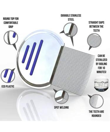Premium Stainless Steel Lice Comb - Long Teeth Louse & Nit Exterminator | Effective Head Lice Treatment - Buy Online on GoSupps.com