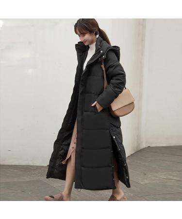 oelaio Long Winter Coats for Women with Fur Hood Heavyweight Full Length Maxi Puffer Long Coat Quilted Outerwear Black Medium - Buy Online on GoSupps.com