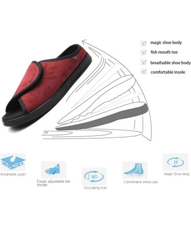 KXSM Women's Diabetic Slippers Red - Adjustable Open Toe with Memory Foam for Arthritis & Edema - Comfortable Rubber Sole House Shoes - Size 41 - Buy Online on GoSupps.com
