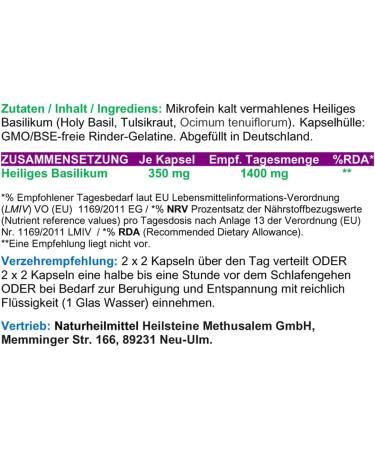 Buy Tulsi Basil 180 Capsules - Pure Holy Basil for Meditation Relaxation & Balance | Sacred Ayurvedic Herb - No Additives - Buy Online on GoSupps.com