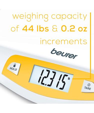 Beurer BY80 Digital Baby Scale - Infant & Pet Scale, Weighs up to 44 lbs, Holds Weight in Pounds, Ounces & Kilograms - Buy Online on GoSupps.com