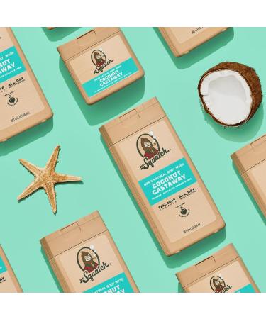 Dr. Squatch NEW Body Wash for Men with Nourishing Natural Ingredients | No Paraben Phthalate Sulfate | Coconut Castaway (14 oz) Wood Barrel Bourbon & Pine Tar (8 oz 2-Pack) & Body Scrubber Tropical Timberland - Buy Online on GoSupps.com