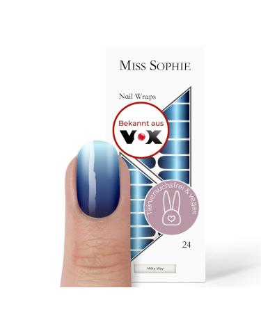 Miss Sophie nail film - Milky Way - Color blue nail wraps - 24 Ultra -thin self -adhesive long -lasting nail foils Milky Way 24