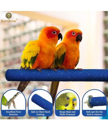 SunGrow Wooden Bird Perch 11.8 Inches Blue - Keeps Nails Trim, Beaks Smooth - Ideal for Cockatiels, Parakeets, Lovebirds, Finches - Buy Online on GoSupps.com