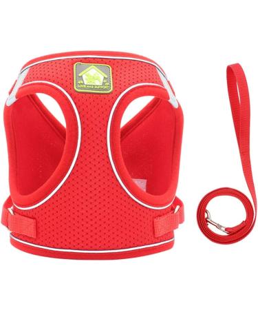 Femax Adjustable Reflective Dog Harness with Leash for Small Medium Dogs & Cats - Soft Mesh No Pull Vest (Breast 35-40cm) - Breathable & Comfortable - Red - Buy Online on GoSupps.com