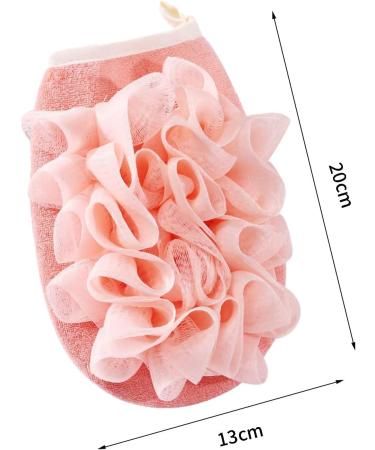 2PCS Pink Exfoliating Shower Gloves & Flower Bath Ball - Deep Cleaning Body Pad for Spa & Bathhouses - Buy Online on GoSupps.com