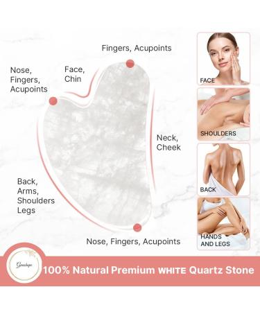 Natural White Quartz Gua Sha Facial Tools | Guasha Tool for Face Sculpting Shaping Reduce Puffiness Tension Relief | Stone for Eyes Face and Body C) White Quartz - Buy Online on GoSupps.com
