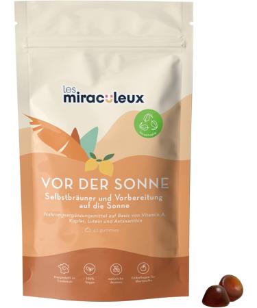 Mium Lab Dietary Sonnen Dypack - Vegan Self-Tanning Gummies with Beta-Carotene | 42 Natural Lemon Flavored Fruit Gums for Skin Protection - Buy Online on GoSupps.com