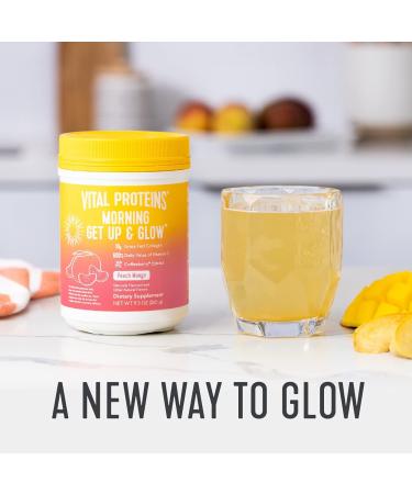 Vital Proteins Morning Get Up and Glow Collagen Peptides Powder with 90mg Caffeine, Vitamin C, Biotin, Hyaluronic Acid - Peach Mango 9.3oz - Energizing Supplement - Buy Online on GoSupps.com