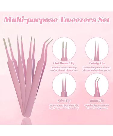 Scettar Stainless Steel Tweezers Set Stainless Steel Precision Eyebrow Tweezers for Women Precision Tweezers Set for Facial Hair Removal and Lash Extension - Buy Online on GoSupps.com