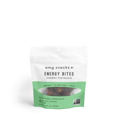 AMG Snacks Cherry Pistachio Energy Bites | 4.3 oz Pack of 3 (18 Bites Total) | Date and Nut Energy Snacks Protein Bars | Non GMO Gluten Free Vegan Protein Bites | Made with All Natural Ingredients