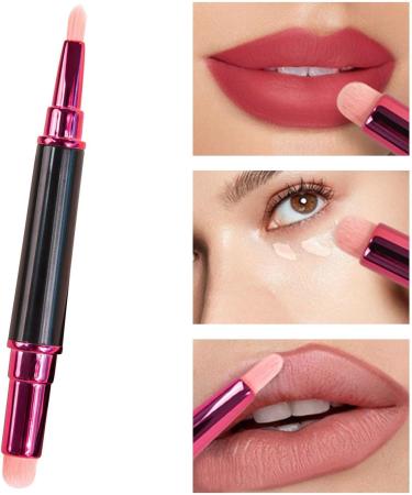 Lip Gloss Brush | Travel Makeup Brush Dual-ended Lipstick Blending Brush Round And Flat Head Makeup Brush With Dust-Proof Lid - Buy Online on GoSupps.com