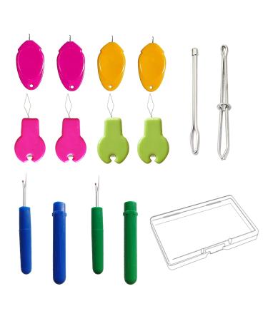 Needle Threader for Hand Sewing,Seam Rippers,Hoodie String Threader(4 Pcs Gourd Shaped Threaders 4 Pcs Simple Threader for Needles 2 Pcs Drawstring Threader 2 Pcs Stitch Remover) for DIY Art Rose Red,Purple,Light Green,Yellow