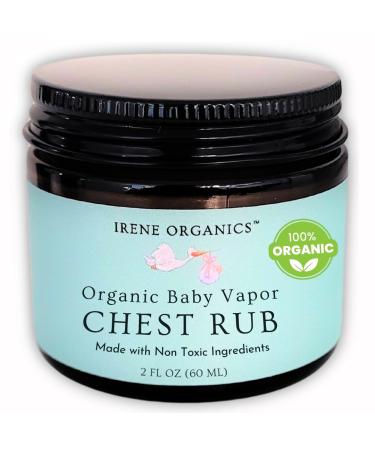 Irene Organics Organic Baby Vapor Chest Rub Clean Vapo Rub Made with Non Toxic Ingredients Organic Cough & Congestion Relief Balm Safe Natural Eucalyptus & Lavender Rub for Newborns & Kids 2 Ounce (Pack of 1)