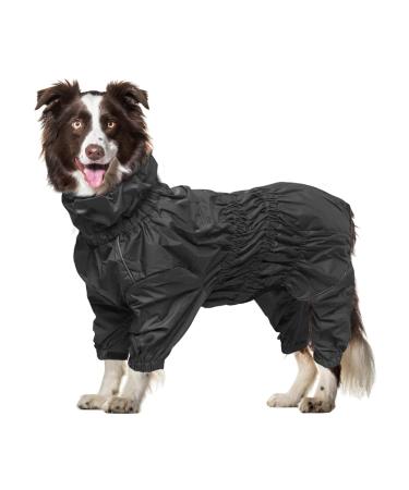 Geyecete rain coat for dogs with four legs dogs rain jackets with dishes hole reflective full wrap elastic waterproof coat for large medium and small dog-black-m m black