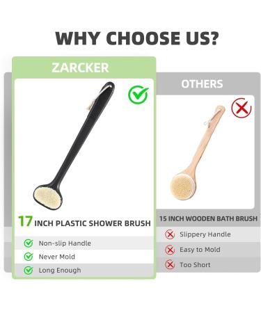 Back Body Scrubber Brush for Shower Peeling - 43cm Non-Slip Handle for All | Ideal for Men & Women - Buy Online on GoSupps.com