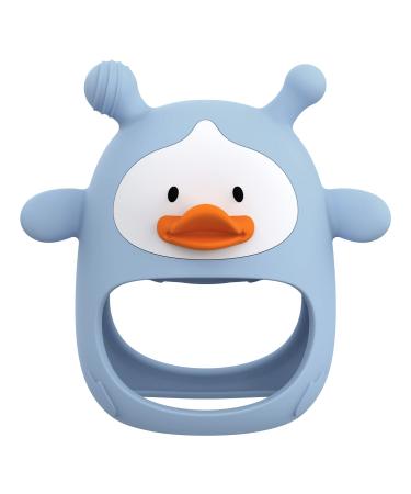 Baby Teether Baby Teething Toys for Infants 3+ Months  Less Dust and Hair Adhesion Never Drop Baby Silicone Teether for Soothing Teething Pain Relief Baby Chew Toys for Sucking Needs (Blue Duck)