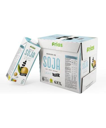 Fr as - Boisson V g tale au Soja Light - Riche en Calcium et Prot ines - Pack de 6 Unit s de 1 L - Sans Gluten ni Lactose - 100% V gane - Pauvre en Graisses Satur es - Fabriqu e en Espagne