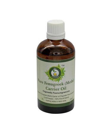 R V Essential Pur fenugrec (methi) porteur d'huile 100ml (3.38oz) - Trigonella foenumgraecum (100% pur et naturel froid Press ) Fenugreek (Methi) Carrier Oil 100 ml (Pack of 1)