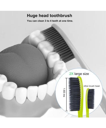 EasyHonor Huge Head Charcoal Toothbrush 8 Pack - Medium Soft Adult Toothbrush - Buy Online on GoSupps.com