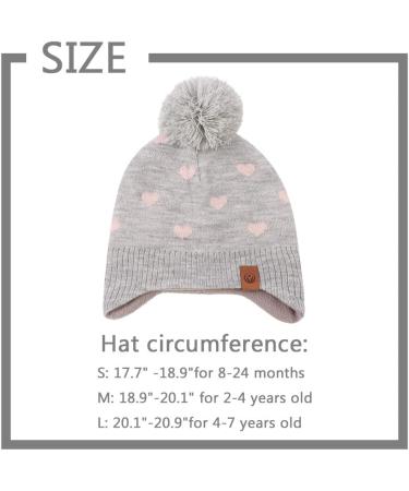XIAOHAWANG Knitted Baby Hat with Fleece Lining and Pompom - Gray Heart Design for Toddlers 9-24 Months - Buy Online on GoSupps.com