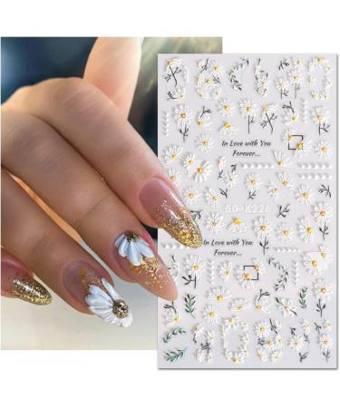 5D Embossed Flower Nail Art Stickers - Spring/Summer Butterfly Daisy Design for Women and Girls - Buy Online on GoSupps.com