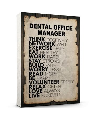 Healthy Mindset Dental Office Manager Canvas Art Vintage Rustic Style Dental Office Manager Eat Well Work Hard Relax Often Poster Design Ready to Hang