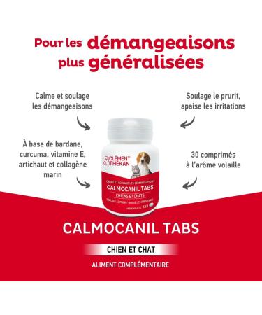 Cl ment Th kan - Complementary food that relieves itching and soothes irritations for dogs and cats - Calmocanil Tabs 30 tablets - Buy Online on GoSupps.com