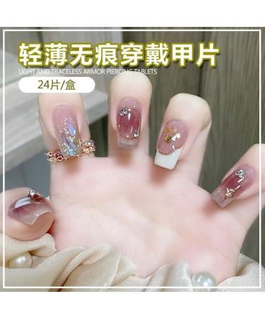 24Pcs/Set Press On Nails Mid length Ins Style With Diamond False Nails Acrylic Fake Nails Full Cover Nails Tips Artificial Finger Manicure Press on nails for Women and Girls - Buy Online on GoSupps.com