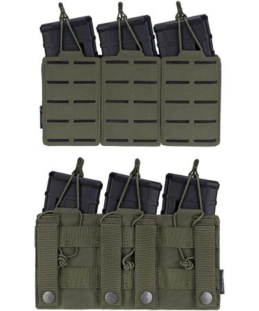 Idogear Molle Magazine Bag | Triple Tactical Magazine Pockets for M4 M14 M16 AR-15 5.56mm - Ranger Green - Buy Online on GoSupps.com