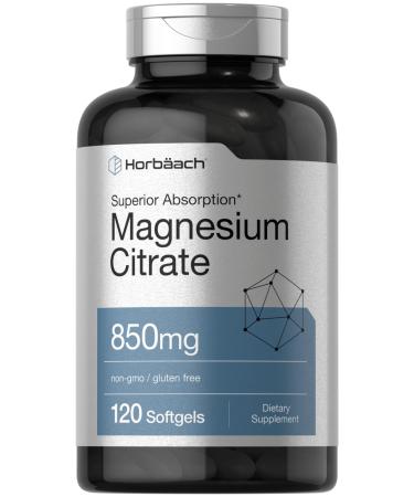 Horb ach Magnesium Citrate | 850mg | 120 Softgels | Superior Absorption | Non-GMO and Gluten Free Formula