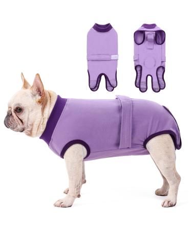 Convinite recovery suit for dogs dogbody after op castration breathable wound protection suits for male/bitches dogs attached one -divider of push buttons alternative sore crane Lilac M m purple
