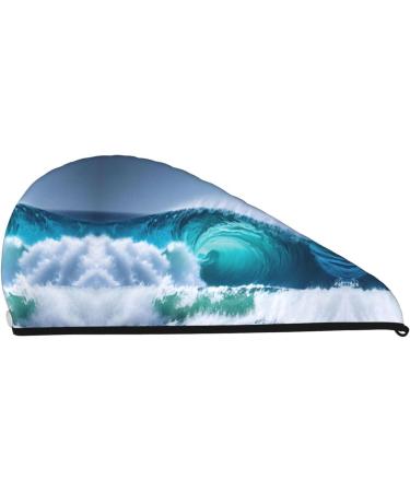 Ocean Wave Coral Velvet Dry Hair Cap with Buttons | Anti-Frizz for Curly Long & Thick Hair | Fast International Shipping - Buy Online on GoSupps.com