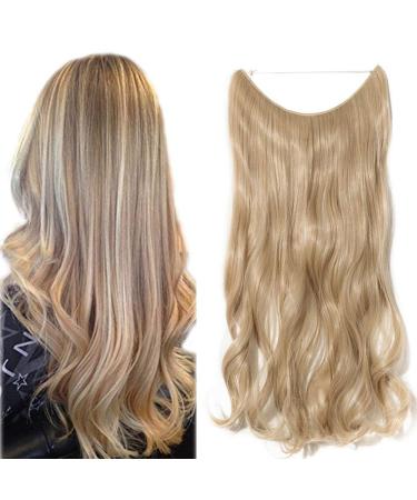 Hair part Extensions hair extension 1 Tresse Hair Hair Dinner Wavy with invisible wire Dark Blonde Mix Blith Blond Wavy-50 cm-90g