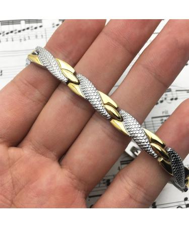 VOKMEMC Stainless Steel Magnetic Bracelet for Men & Women | Titanium Magnetic Bangle - Silver & Gold Jewelry - Buy Online on GoSupps.com