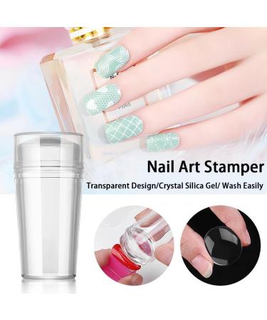 MINAYANLEO 8 Pcs Nail Art Stamper Kit - Transparent Jelly Stamper with Scraper and Brushes for Manicure DIY - Buy Online on GoSupps.com