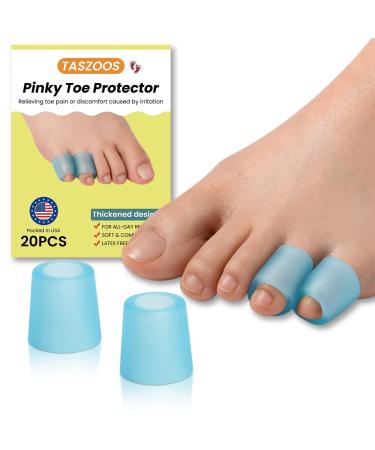 Toe Sleeves 20pcs Gel Toe Protectors Toe Cushions with Aloe Vera Extract Toe Covers for Corns Blisters Hammer Toes Toenails Loss (for Pinky Toe Blue)