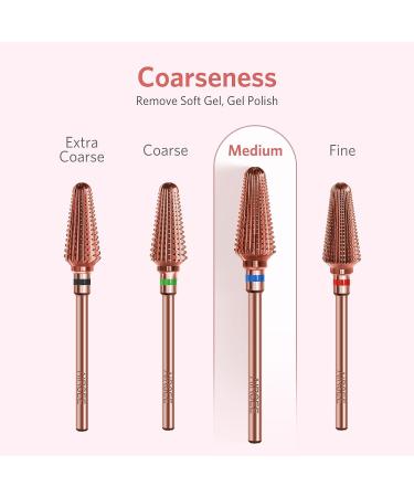 AIRSEE Tungsten Carbide Nail Drill Bit - Rose Gold Tornado Medium-M, Fast Gel Removal, 3/32 Shank, Right Hand, Salon Quality - Buy Online on GoSupps.com