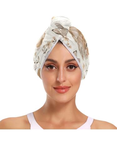 Flowers Rabbits Hair Towel 2 Pack Super Absorbent Hair Drying Towel Quick Dry Hair Turbans Head Towel with Button Twisty Wrap for Women Girls