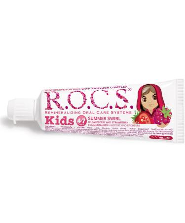 R.O.C.S. Vegan Children's Toothpaste (4-7 Years) - Summer Swir Raspberry & Strawberry Aminofluoride 45g - International Shipping Available - Buy Online on GoSupps.com