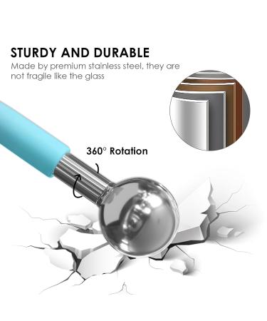 Rotating Stainless Steel Ice Globes for Facials - Unbreakable Cooling Roller Balls for Face Neck & Eyes | Anti-Aging Cryo Sticks to Reduce Dark Circles Puffiness & Wrinkles - Blue - Buy Online on GoSupps.com