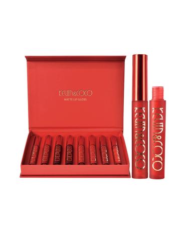 Lip Gloss Matte StickNonstick 6color longlasting matte liquid lipstick Lip Plumper Makeup Set Kit Waterproof Velvet Lip Gloss Set for Girls Women Purble