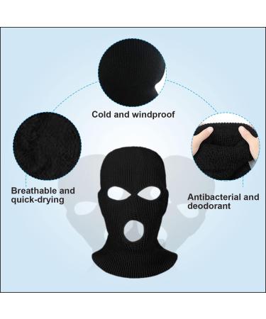 Nitaiun 2-Piece 3-Hole Full Face Cover Ski Mask - Breathable Windproof Storm Hood for Men & Women - Motorcycle & Bike Gear - Black - Buy Online on GoSupps.com