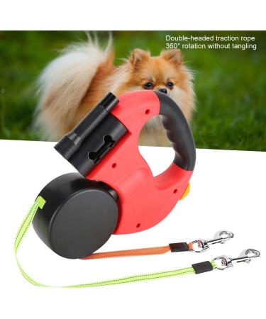 3M Double Retractable Dog Leash with LED Light - Flexible Roller Leash for Two Dogs (Red) | International Shipping Available - Buy Online on GoSupps.com