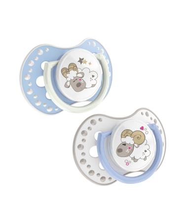 Lovi 22/811boy Dynamic Silicone Pacifier Night&Day 6-18 months orthodontic 2 pieces BPA free glow-in-the-dark ring blue