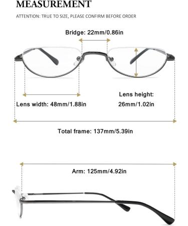 Vevesmundo Metal Reading Glasses Half-Moon Design | 3.5 Diopter Semi-Frame Glasses for Men & Women - Stylish Visual Aid - Buy Online on GoSupps.com