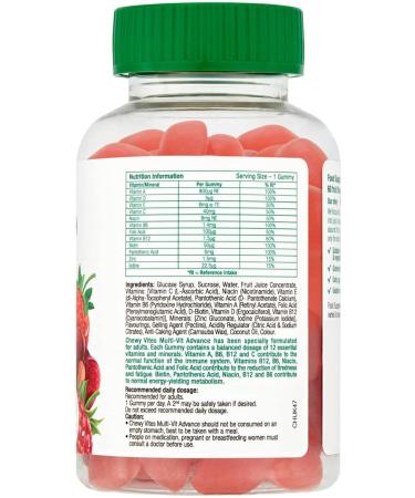 Chewy Vites Adults Multivitamin Advance | 60 Gummy Vitamins | 12 Essential Nutrients | 1-a-Day | 2 Months Supply | Real Fruit Juice | Vegan 60 count (Pack of 1) Adults Multivitamin Advance - Buy Online on GoSupps.com